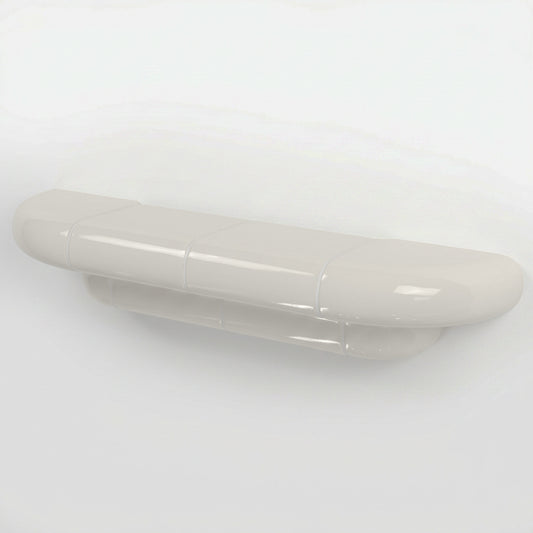 Orbi floating wall shelf in glossy Off-White finish, handcrafted in Spain.
