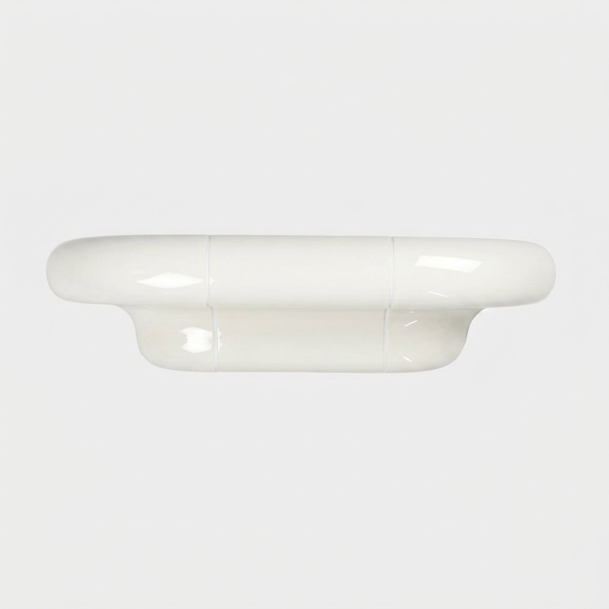 Orbi floating shelf S in glossy Off-White finish, minimalist ceramic-inspired wall shelf.