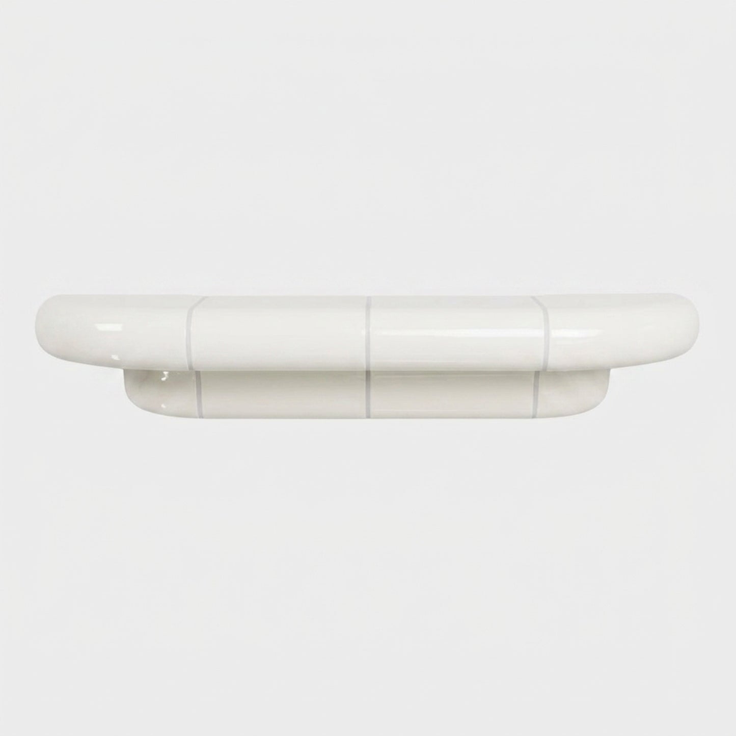 Orbi floating shelf M in glossy Off-White finish with handcrafted ceramic-inspired design.