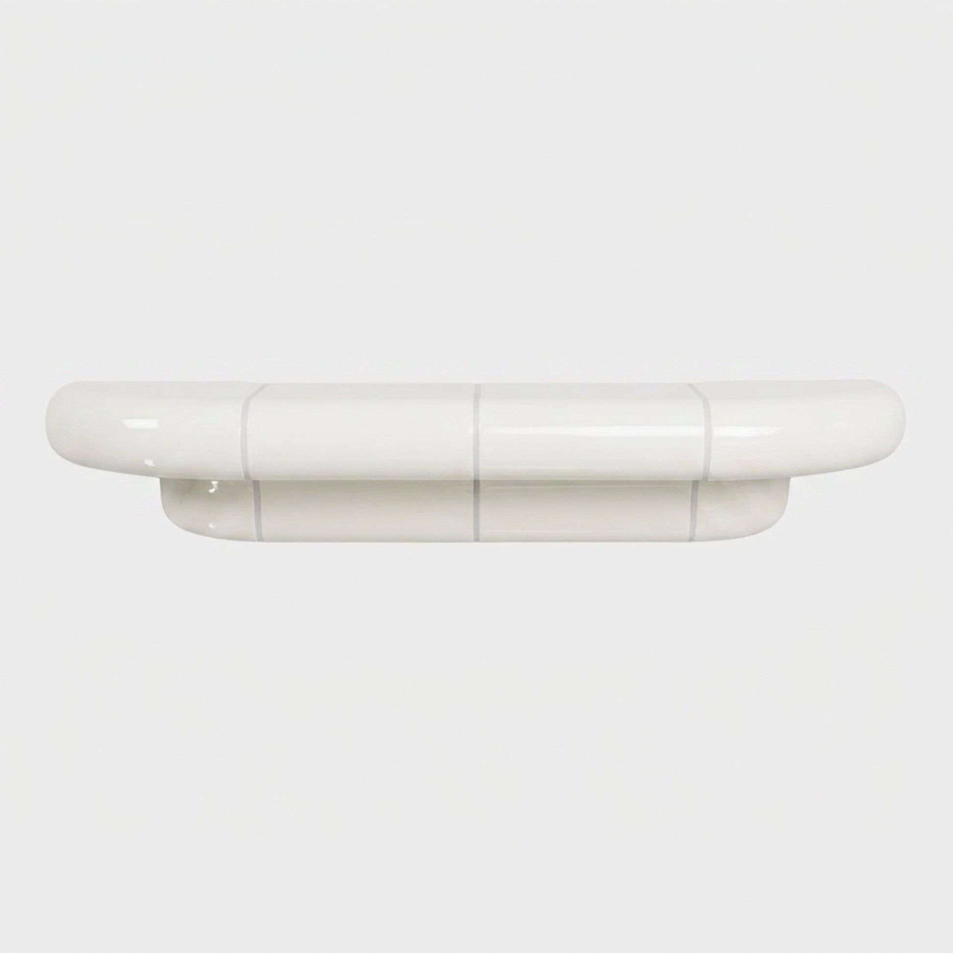 Orbi floating shelf M in glossy Off-White finish with handcrafted ceramic-inspired design.