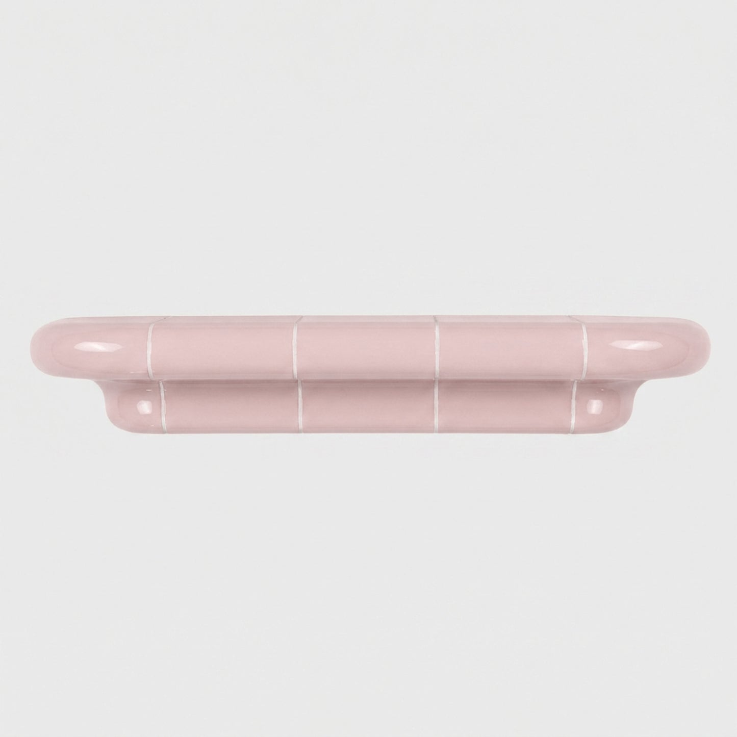 Orbi L contemporary wall shelf in glossy Blush Pink, modular handcrafted design for modern interiors.