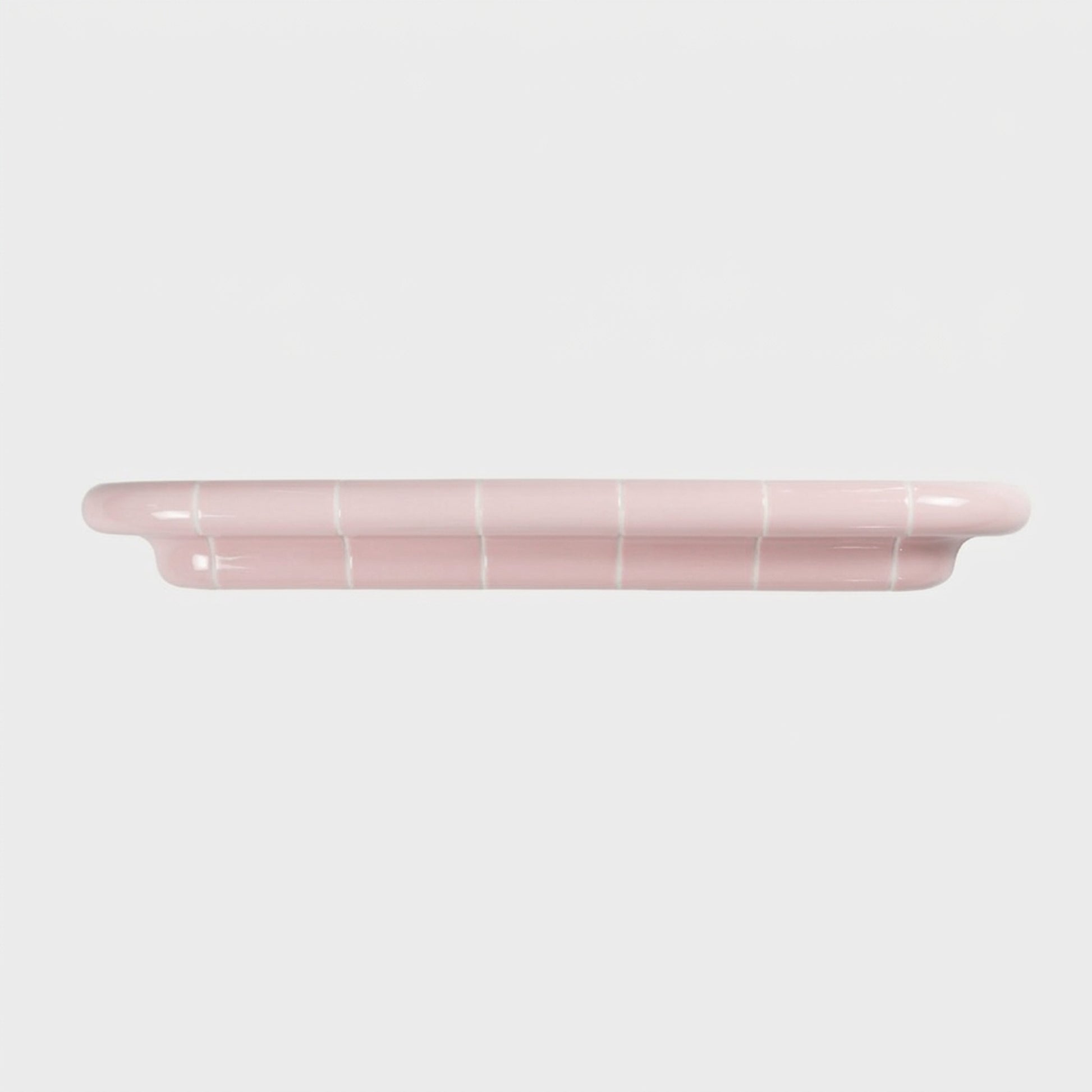 Orbi XXL extra-long floating shelf in glossy Blush Pink, handcrafted modular shelf for contemporary spaces.