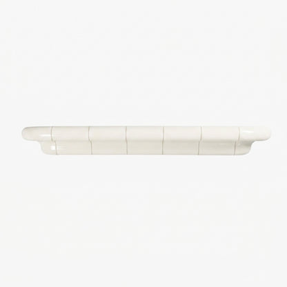 Orbi floating shelf XXL in glossy Off-White finish, extra-long handcrafted wall shelf.