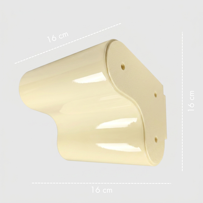 Orbi Side Module in glossy Soft Butter, sculptural modular shelf element measuring 16 × 16 × 16 cm.