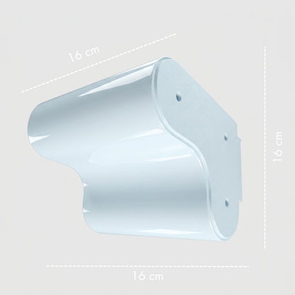 Orbi Side Module in glossy Ice Blue, handcrafted ceramic-inspired shelf component measuring 16 × 16 × 16 cm.