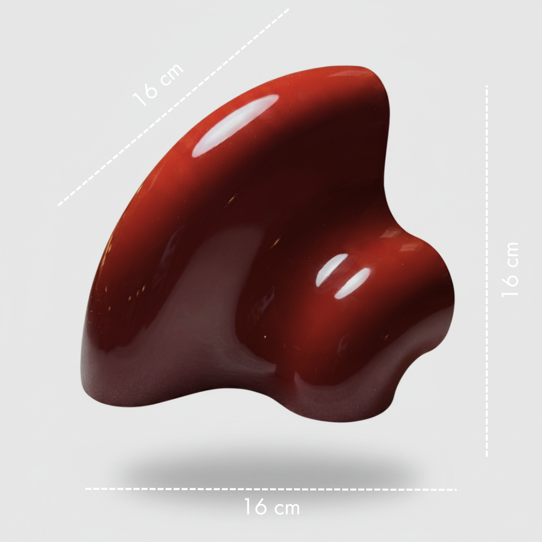 Orbi Corner Module in glossy Deep Burgundy, handcrafted modular shelf component measuring 16 × 16 × 16 cm.