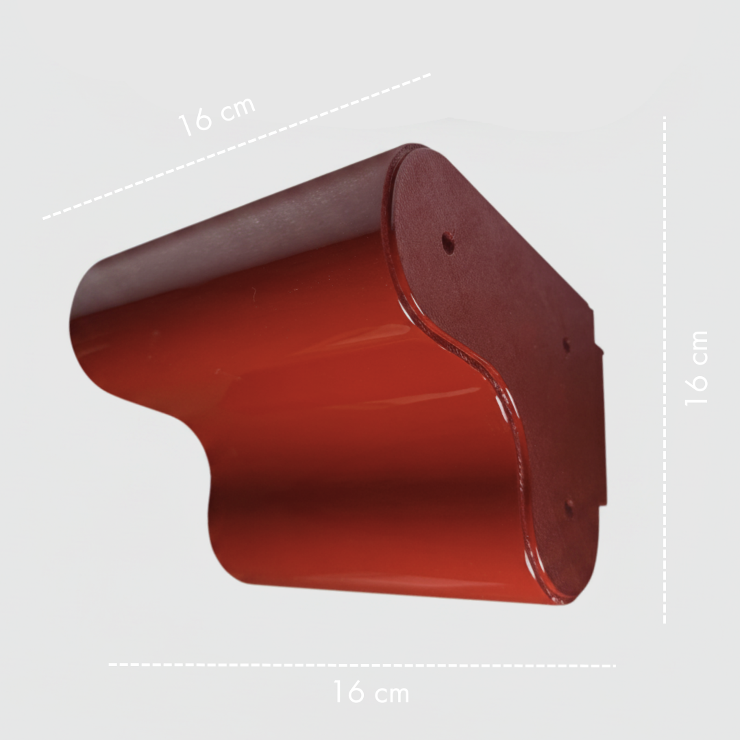 Orbi Side Module in glossy Deep Burgundy, handcrafted modular shelf component measuring 16 × 16 × 16 cm.